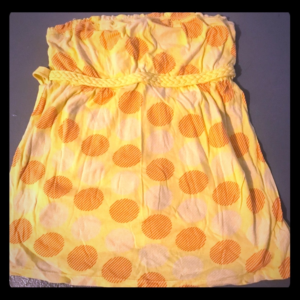 Yellow strapless top